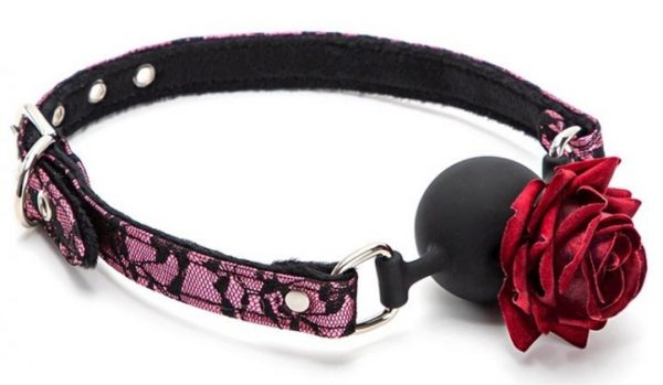 BÂILLON BOULE AVEC ROSE BUD GAG