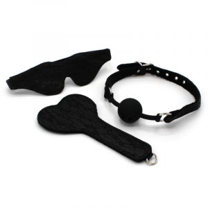 COFFRET 3 PIÈCES EN VELOURS ET DENTELLES NOIRES