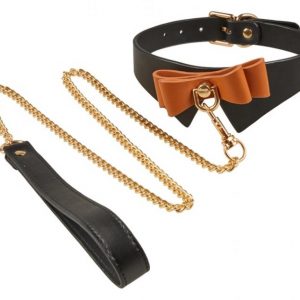 COLLIER ET LAISSE BUTLER- NOIR ET MARRON