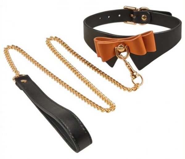 COLLIER ET LAISSE BUTLER- NOIR ET MARRON