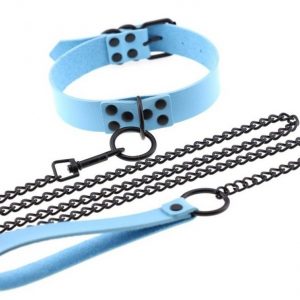 COLLIER LAISSE PUNK - BLEU CIEL