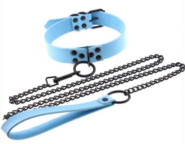 COLLIER LAISSE PUNK - BLEU CIEL