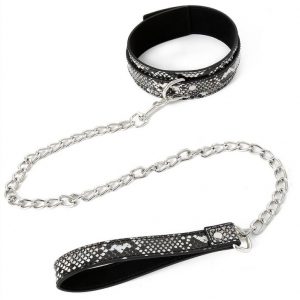 COLLIER LAISSE SNAKINE- NOIR ARGENTÉ