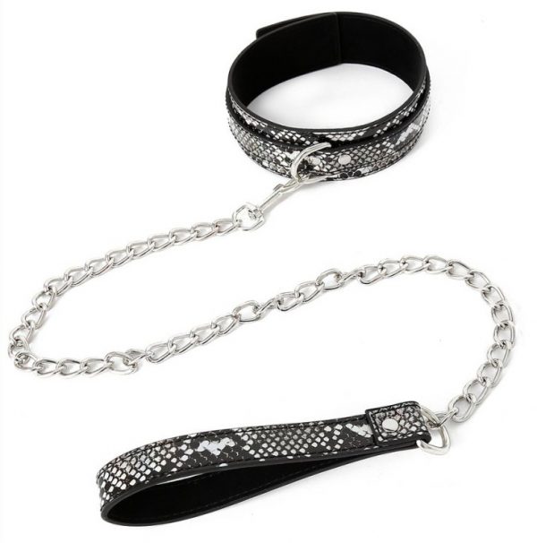 COLLIER LAISSE SNAKINE- NOIR ARGENTÉ