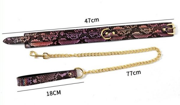 COLLIER LAISSE SNAKINE- NOIR ET ROSE – Image 4