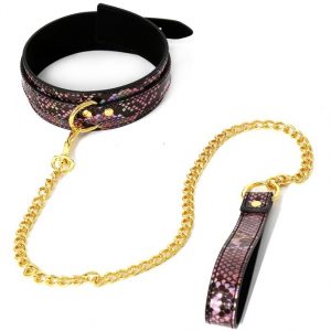 COLLIER LAISSE SNAKINE- NOIR ET ROSE