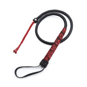 FOUET CHINESE DESIGN NOIR ET ROUGE 90 CM