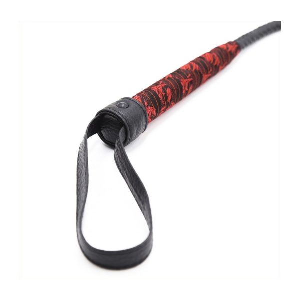 FOUET CHINESE DESIGN NOIR ET ROUGE 90 CM – Image 2