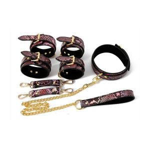 KIT SM SNAKINE COLLIER ET MENOTTES NOIR ET ROSE