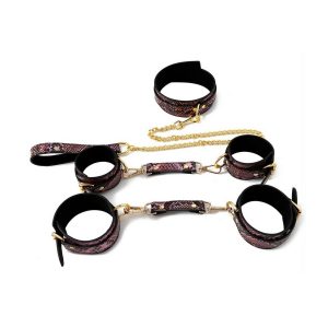 KIT SM SNAKINE COLLIER ET MENOTTES NOIR ET ROSE