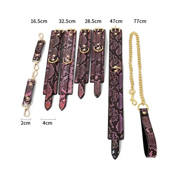KIT SM SNAKINE COLLIER ET MENOTTES NOIR ET ROSE – Image 4