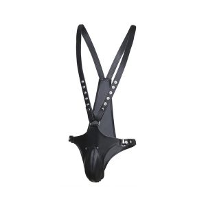 SINGLET OPEN ROMPERS SIMILI- NOIR