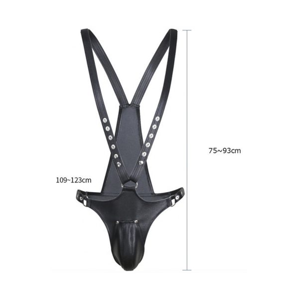 SINGLET OPEN ROMPERS SIMILI- NOIR – Image 2