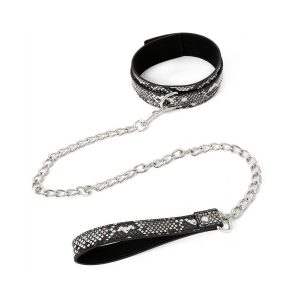 COLLIER LAISSE SNAKINE NOIR ARGENTÉ