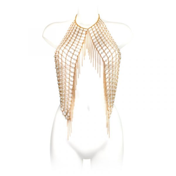 TOP BIJOU DE POITRINE AVEC PERLES BLANCHES