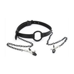 BÂILLON-ANNEAU ET PINCE-TÉTONS GAG NIP NOIR