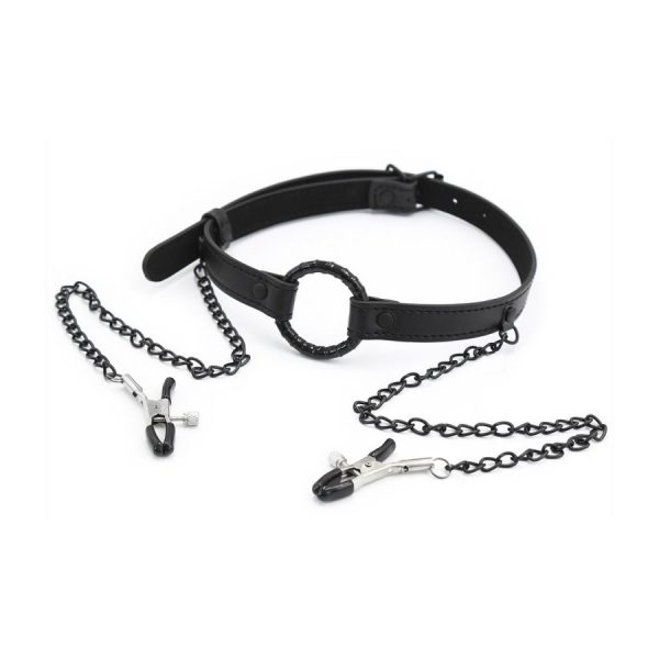 BÂILLON-ANNEAU ET PINCE-TÉTONS GAG NIP NOIR – Image 2