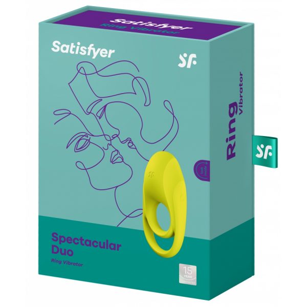 COCKRING VIBRANT SATISFYER SPECTACULAR DUO JAUNE – Image 5