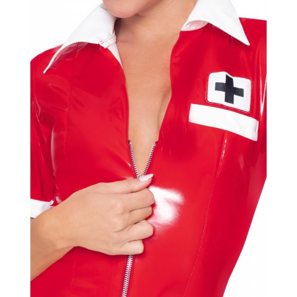 TENUE INFIRMIÈRE VINYL NURSE ROUGE – Image 4