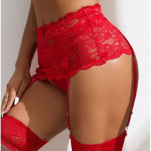 PORTE JARRETELLES DENTELLE ROUGE