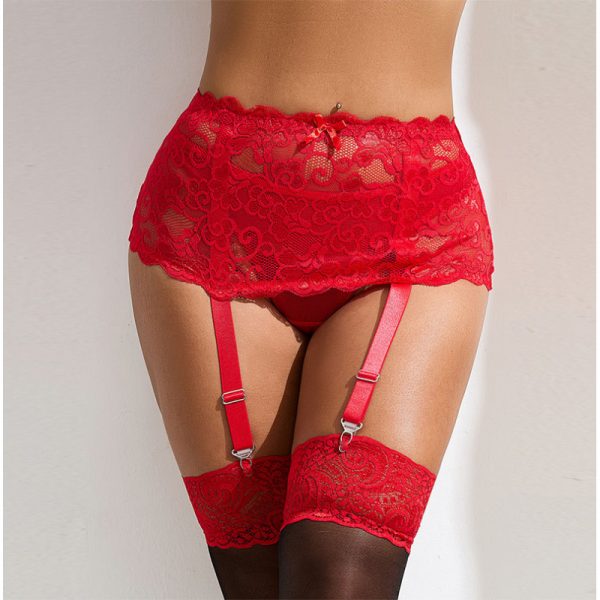 PORTE JARRETELLES DENTELLE ROUGE