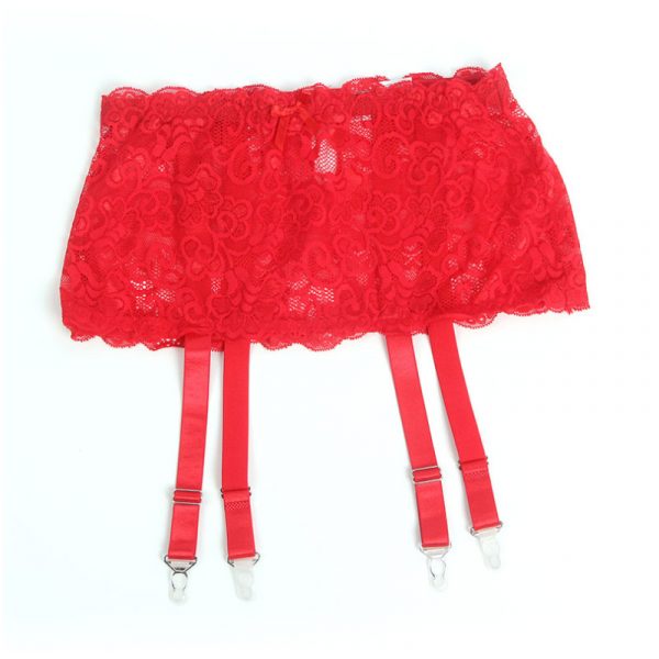 PORTE JARRETELLES DENTELLE ROUGE