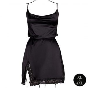 ROBE FENDUE GRANDE TAILLE KRYSTAL NOIR
